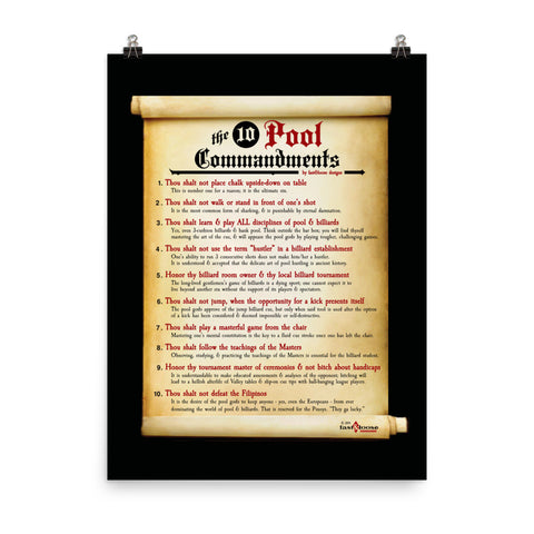 THE 10 POOL COMMANDMENTS POSTER
